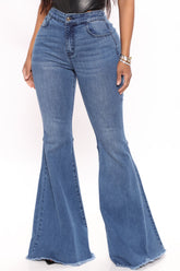 We Up Now Extreme Flare Jeans - Medium Blue Wash Ins Street